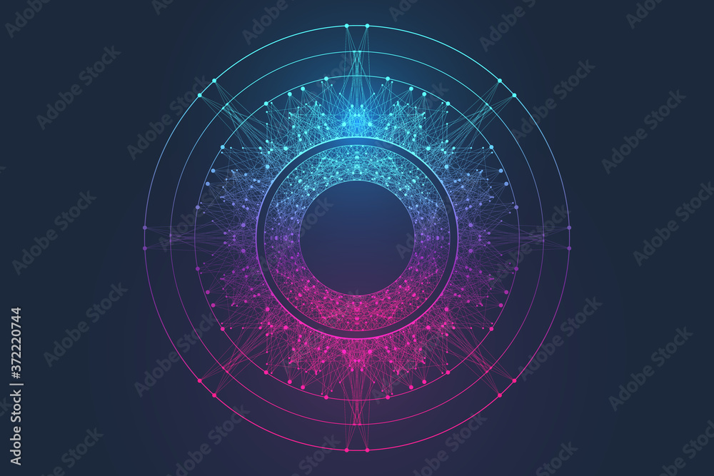 Fototapete Big data visualization. Big data machine learning algorithms. Data array visualization. Visual information complexity. Futuristic analysis of infographics Information. Vector illustration.