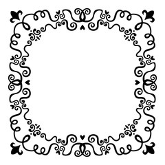 Ornament pattern frame of swirling lines and vegetation. Print for the cover of the book, postcards, t-shirts. Illustration for rugs.