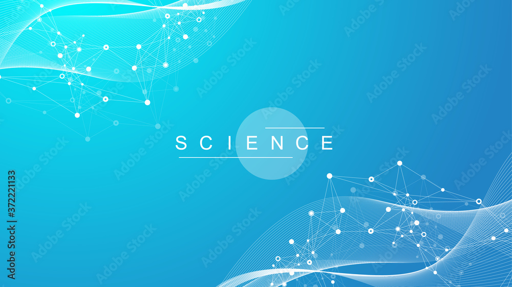 Poster big genomic data visualization. dna helix, dna strand, dna test. crispr cas9 - genetic engineering. 
