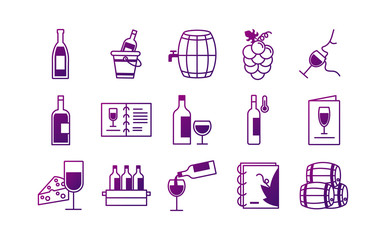 bundle of fifteen wine set icons