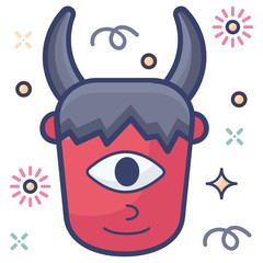 
One eye mythical creature icon, cyclops in flat style 
