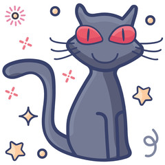 
A cartoon evil cat, flat design icon 
