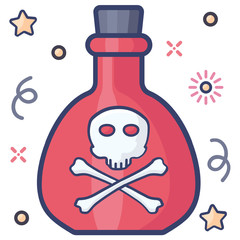 
A drink with magical properties, flat design of magic potion icon
