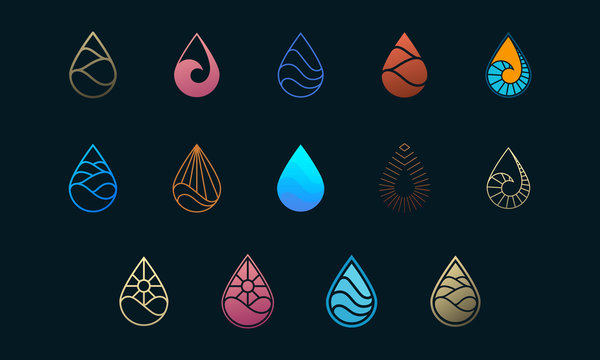 water drop logo design set, perfect for logo templates
