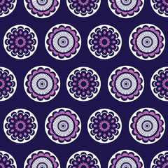 Floral geometric botanical 60s cute spotty print. Pattern for fabric, backgrounds, wrapping, textile, wallpaper, apparel. Vector illustration