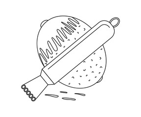 
Kitchen knives. Lemon peel knife. Contour image on a white background. Design element. Vector illustration.