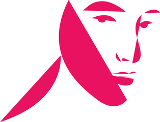 Fashion and style concept. Abstract woman face pink silhouette
