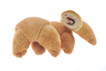 Tasty cookie and cakes isolated on white background