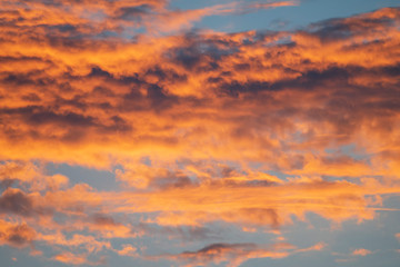 Dramatic cloudy sky in sunset for background use