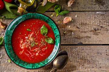 Fototapeta na wymiar Summer tomato soup