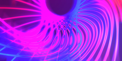 Neon colorful abstract design of light waves. Digital background with neon light glowing effect. Bright rays wallpaper.