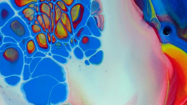 4K Footage, Abstract liquid painting texture  closeup, Acrylic paint pouring background, Luxury colors Slow motion shot,