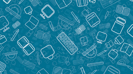 School background with various icons