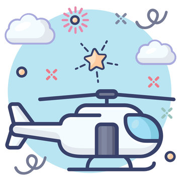 
Flat chopper icon vector, helicopter vector  
