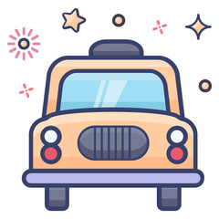 
Flat style of yellow taxi, passenger car 
