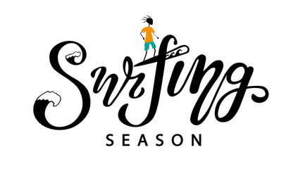 surfing season lettering logo, poster