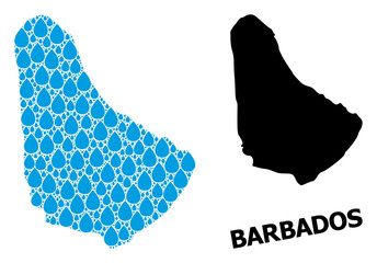 Vector Mosaic Map of Barbados of Water Dews and Solid Map