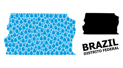 Vector Mosaic Map of Brazil - Distrito Federal of Liquid Tears and Solid Map
