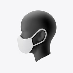 Medical face Mask mockup on white background