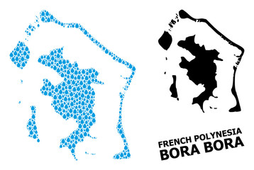 Vector Mosaic Map of Bora-Bora of Liquid Tears and Solid Map - obrazy, fototapety, plakaty