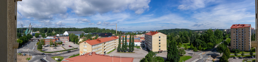 Fototapeta na wymiar panoramic view from balcony in Lahti, Finland