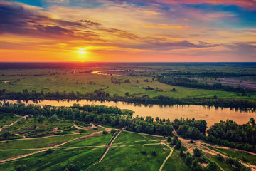 Naklejka premium Rural summer sunset