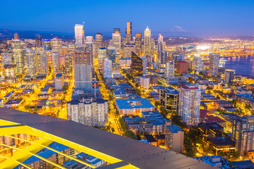 Seattle city downtown skyline cityscape in Washington State,  USA