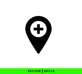Hospital pin located icon vector illustration