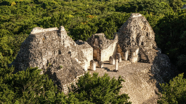 Ancient Maya Becan Temple situated in the jungle of the Yucat&aacute;n Peninsula, Mexico.