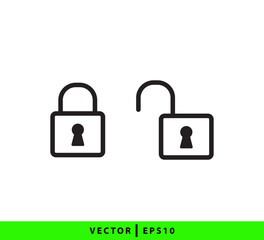 Lock and unlock icon vector logo template flat style trendy
