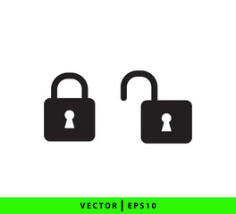 Lock and unlock icon vector logo template flat style trendy