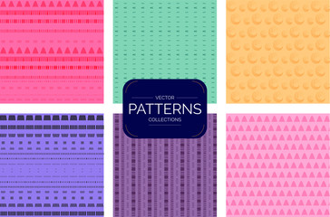 Collection of  seamless patterns. Endless vector. lines, texture, background