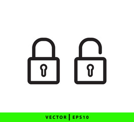 Lock and unlock icon vector logo template flat style trendy
