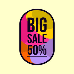 50 percent big sale tag, discount sticker banner vector eps