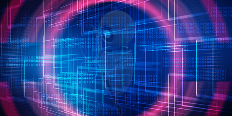 2d illustration Abstract futuristic electronic circuit technology background