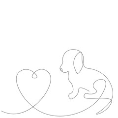 Puppy love heart on white background. Vector illustration