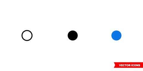 Dot icon of 3 types color, black and white, outline. Isolated vector sign symbol.