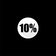 Ten discount percent tag icon isolated on dark background