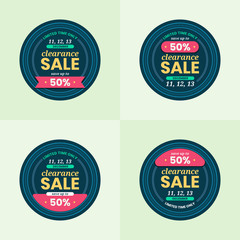 Promotional sale badges, big sale, clearance sale offer, discount promotional badges