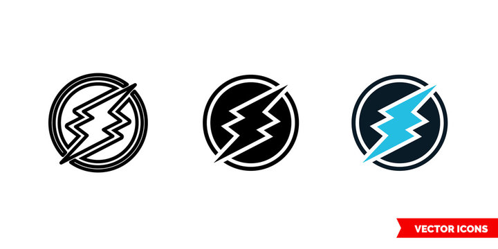 Electroneum cryptocurrency icon of 3 types color, black and white, outline. Isolated vector sign symbol.