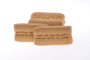 Tasty cookie and cakes isolated on white background