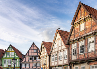 Fototapeta na wymiar detail view of the beautiful half-timbered houses in Celle in Lower Saxony
