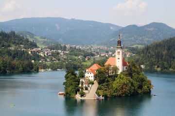 Lake Bled, view from the embankment, Slovenia