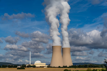 view of the Grohnde nuclear power plant in Emmerthal in Lower Saxony