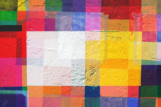 Bunte Steinmauer abstrakt, Quadrate, Hintergrundbild, Textur
