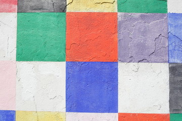 Bunte Steinmauer abstrakt, Quadrate, Hintergrundbild, Textur