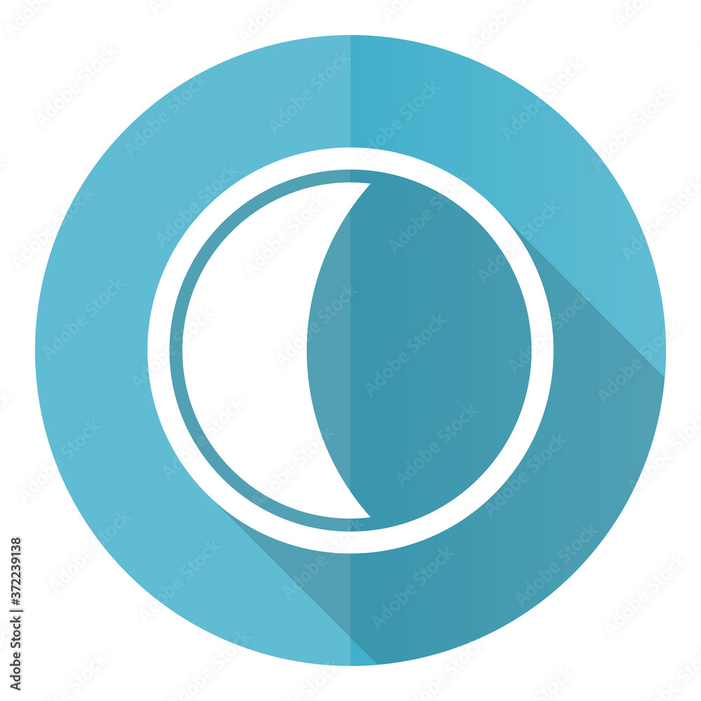 Aufkleber Moon vector icon, flat design blue round web button isolated on white background