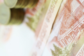 Russian banknotes and coins 