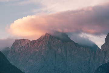 Triglav mountain peak at sunrise