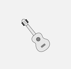 Guitar instrument line style icon design, Music sound melody song musical art and composition theme Vector illustration